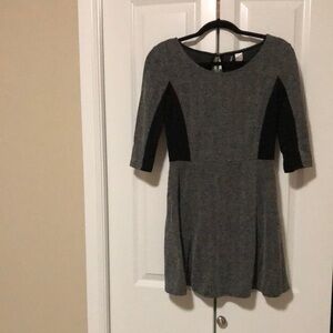 Gray and Black Skater Mini Dress